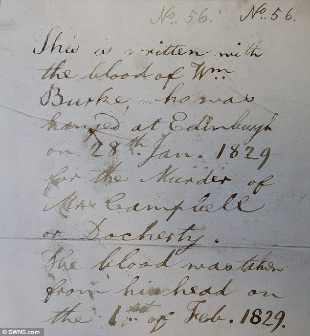 Letter Written in William Burke's Blood