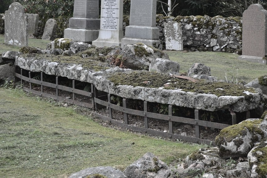 Mortsafes at Kinnernnie Cemetery Aberdeenshire