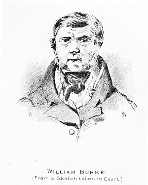 William Burke a sketch taken in court via Wellcome Collection
