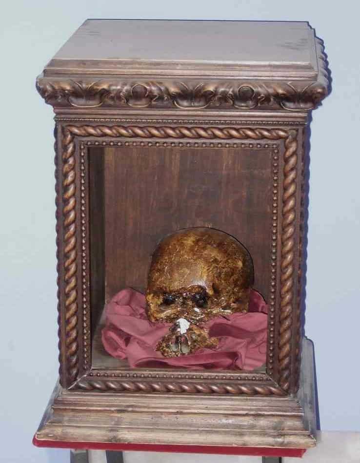 Skull of Pope Benedict XIII Papa Luna in The Palace of Persicola Spain