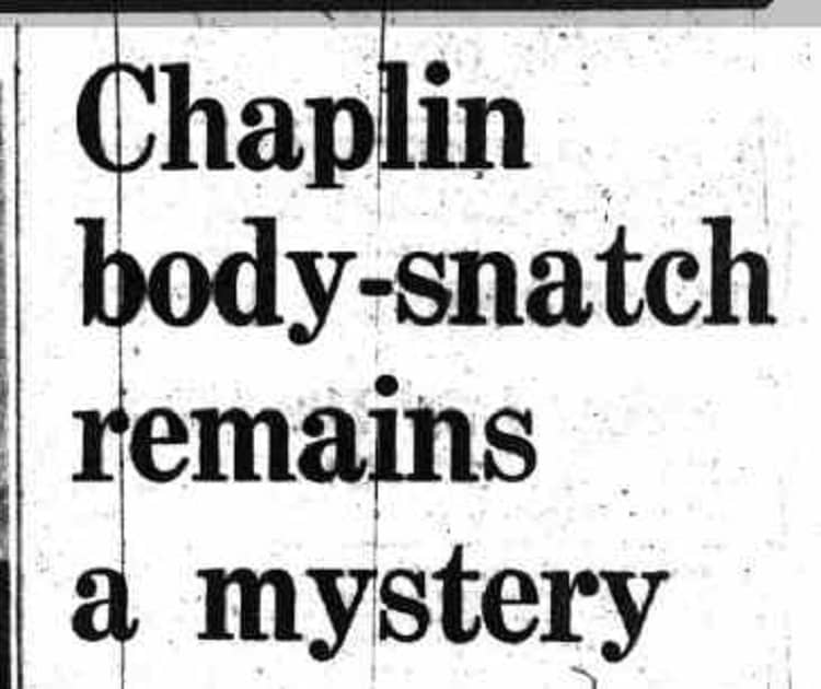 Theft of Charlie Chaplins Corpse Aberdeen Evening Express 3 March 1978