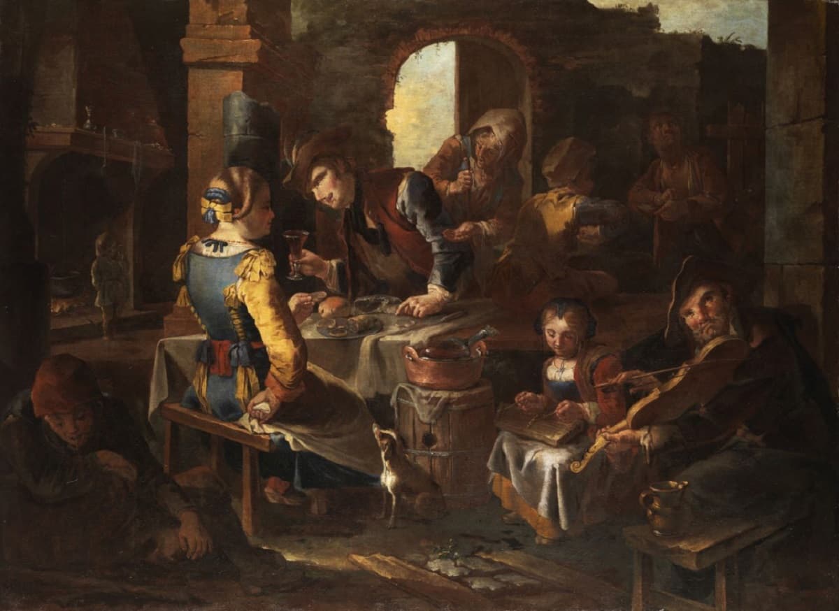 Todeschini (attr) Couple in a tavern